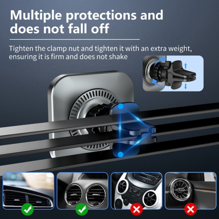 Super Strong MagSafe Auto Holder, Square with Fast Charge, Titan [6]