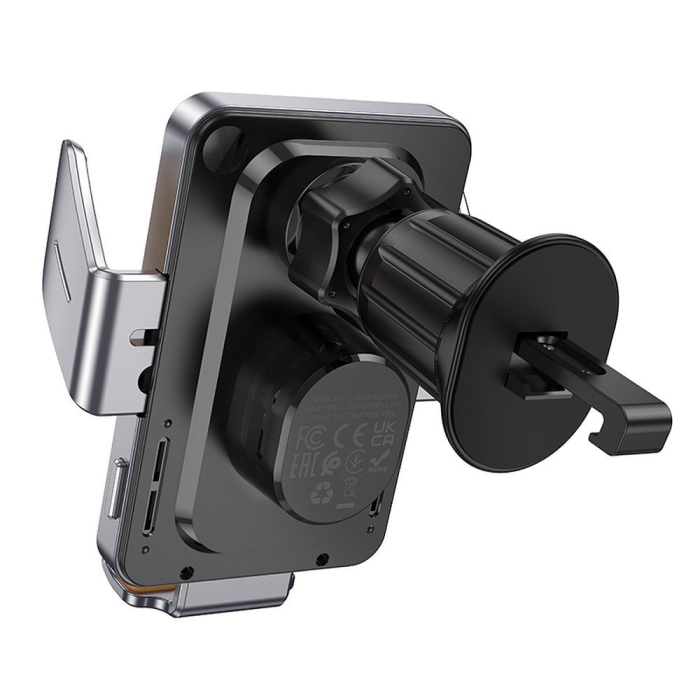 Suport auto cu incarcare wireless Hoco 15 W cu orificiu de ventilație HW7 gri [5]