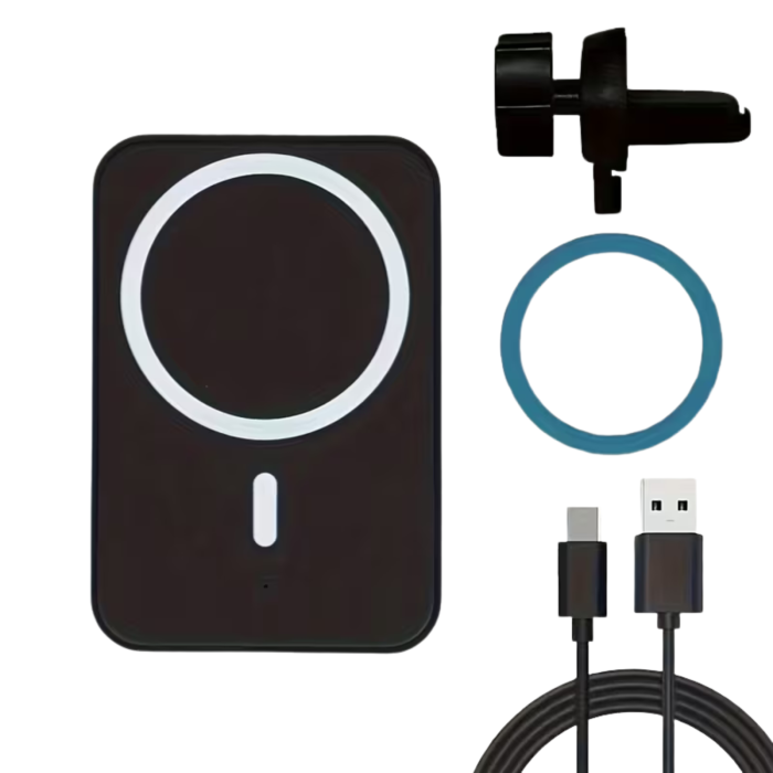 Suport Auto din aluminiu cu MagSafe si Incarcare Wireless, Negru [3]