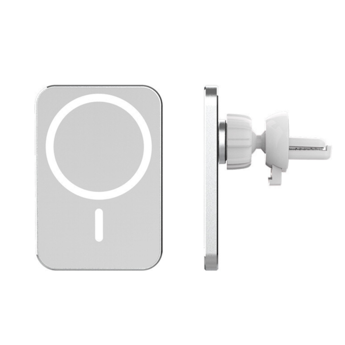 Suport Auto din aluminiu cu MagSafe si Incarcare Wireless, Alb [2]