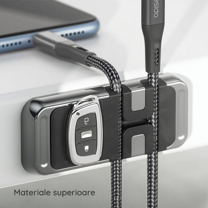 Suport Magnetic cu Autoadeziv si Organizator Cabluri, Black [8]