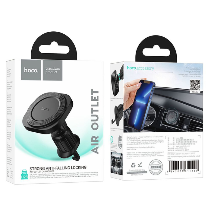 Suport magnetic pentru telefon auto compatibil cu orificiul de ventilație Magsafe Hoco H28, negru [10]