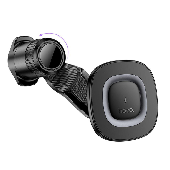 Suport telefon auto magnetic cu incarcare wireless Hoco 15W pentru bord HW30, negru [5]