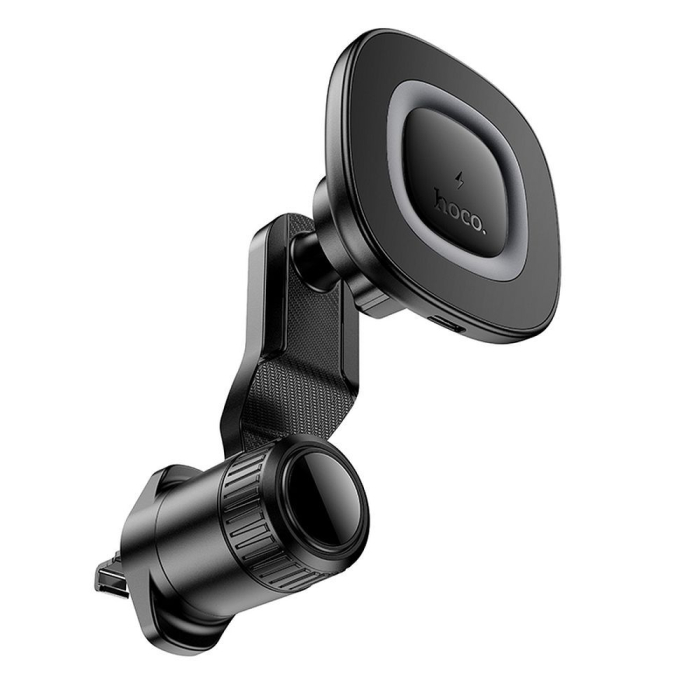 Suport telefon auto magnetic cu incarcare wireless Hoco 15W pentru bord HW30, negru [6]