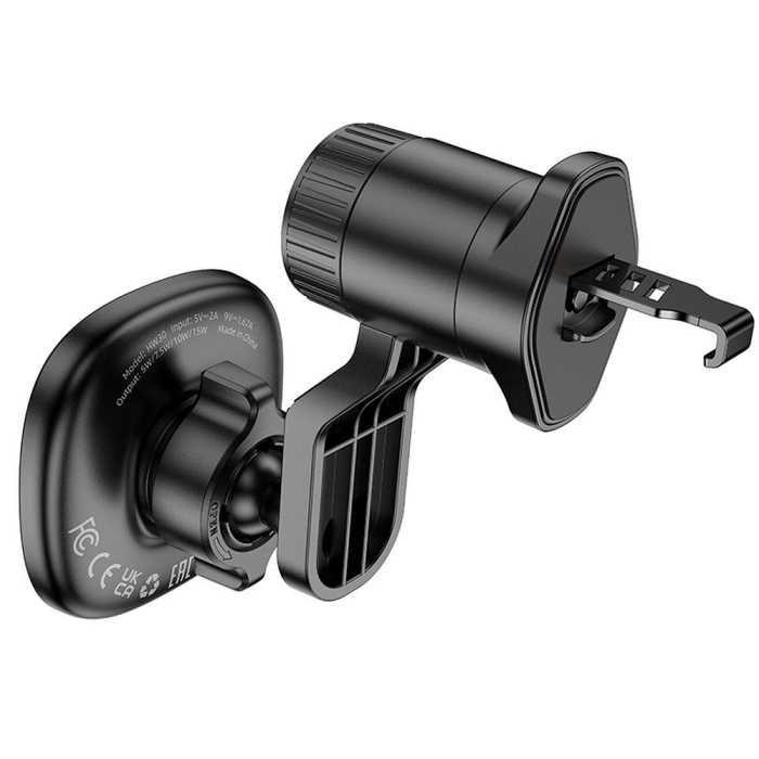 Suport telefon auto magnetic cu incarcare wireless Hoco 15W pentru bord HW30, negru [4]