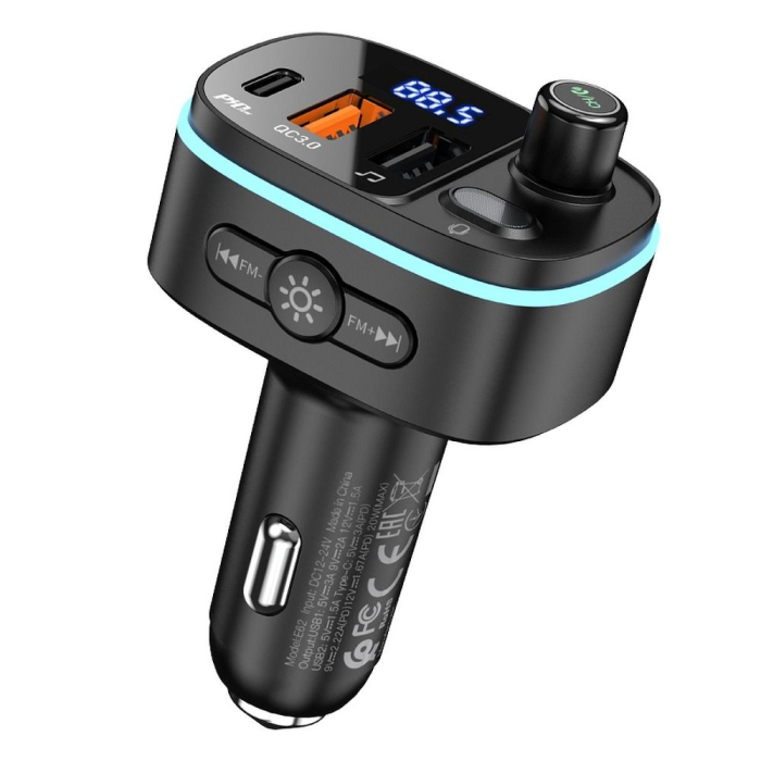 Transmițător auto Bluetooth Hoco 2 x USB A + USB C QC3.0 PD 20W E62 negru [5]