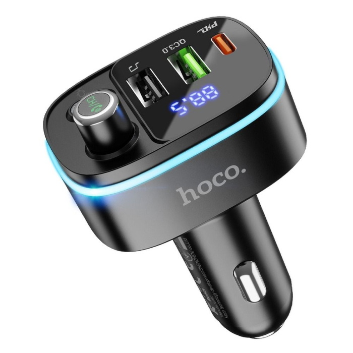 Transmițător auto Bluetooth Hoco 2 x USB A + USB C QC3.0 PD 20W E62 negru [8]