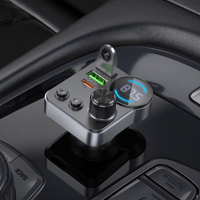 Transmițător auto Bluetooth Hoco 2 x USB A + USB C QC3.0 PD 48W E86 negru [3]