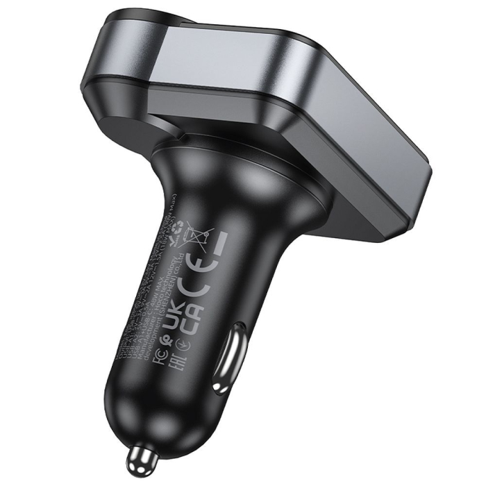 Transmițător auto Bluetooth Hoco 2 x USB A + USB C QC3.0 PD 48W E86 negru [8]