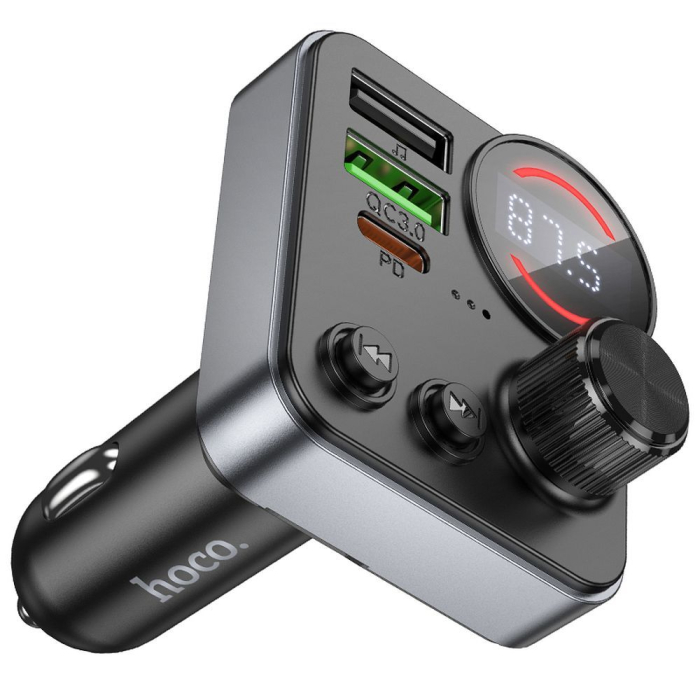 Transmițător auto Bluetooth Hoco 2 x USB A + USB C QC3.0 PD 48W E86 negru [6]