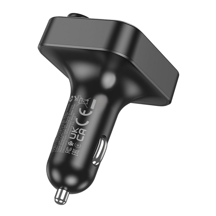 Transmițător auto HOCO FM Bluetooth 2 x USB A + Tip C PD QC3.0 20W E85 negru [4]