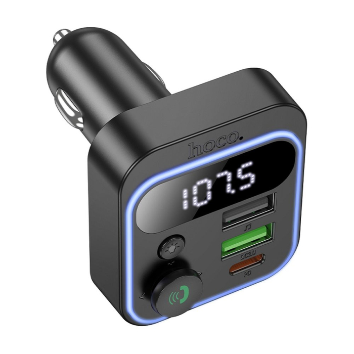 Transmițător auto HOCO FM Bluetooth 2 x USB A + Tip C PD QC3.0 20W E85 negru [6]