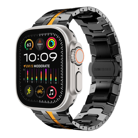 Curele pentru AppleWatch 42/44/45/46/49mm - Curea Metalica pentru Apple Watch 42/44/45/46/49mm - Black Orange