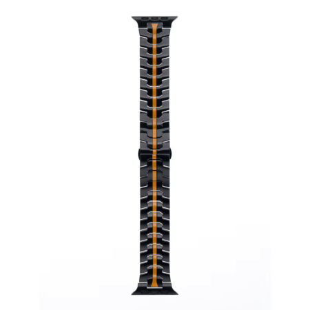 Curea Metalica pentru Apple Watch 42/44/45/46/49mm - Black Orange [1]