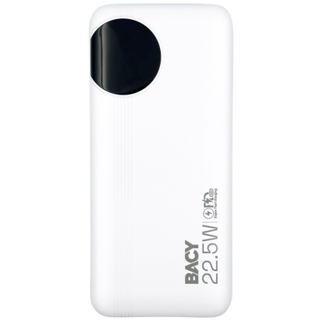 BATERII EXTERNE - Baterie Externa 20.000 mAh BACY, Port 2x Type C, 1x USB Digital Display, Fast Charging 22.5W, Att Cable 2x 15cm, 1 type c + 1 lightning