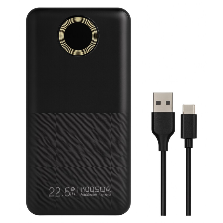 Baterie Externa 20.000 mAh KOOSDA, 1x Type C, 1x USB, 1x Micro USB Digital Display, Fast Charging 22.5W, Cable USB to Type C 20cm [1]