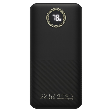 Baterie Externa 20.000 mAh KOOSDA, 1x Type C, 1x USB, 1x Micro USB Digital Display, Fast Charging 22.5W, Cable USB to Type C 20cm [3]