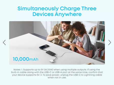 Baterie Externa Anker Zolo 10.000 mAh, 22.5W Cablu USB-C Inclus, Port USB-C, USB-A, Alba [5]