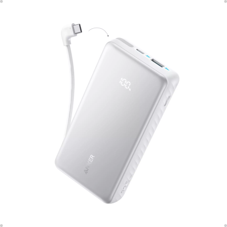 BATERII EXTERNE - Baterie Externa Anker Zolo 20.000 mAh, 22.5W Cablu USB-C Inclus, Port USB-C, USB-A, Alba