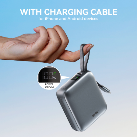 Baterie Externa BWOO P74 22.5W 10.000 mAh with 2 built-in cables 1 x USB-C 1 x Lightning black [4]
