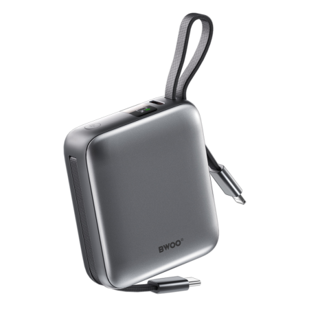 Baterie Externa BWOO P74 22.5W 10.000 mAh with 2 built-in cables 1 x USB-C 1 x Lightning black [8]