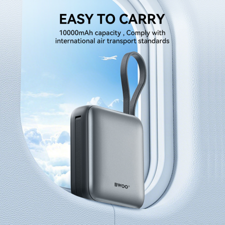 Baterie Externa BWOO P74 22.5W 10.000 mAh with 2 built-in cables 1 x USB-C 1 x Lightning black [6]