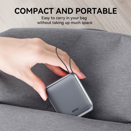 Baterie Externa BWOO P74 22.5W 10.000 mAh with 2 built-in cables 1 x USB-C 1 x Lightning black [5]