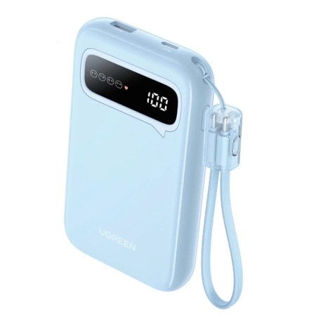 ACCESORII - Baterie Externa cu Digital Display, USB, Type-C, 10.000mAh, 20W - Blue