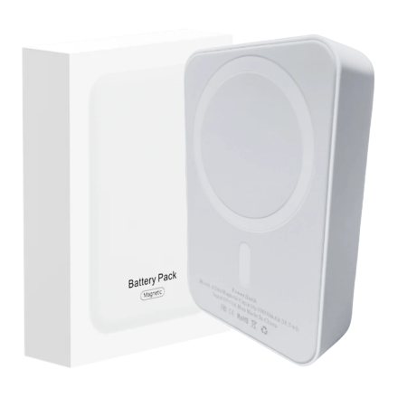 INCARCATOARE WIRELESS - Baterie Externa MagSafe pentru iPhone, 10.000 mAh, Port Incarcare Type C, alba