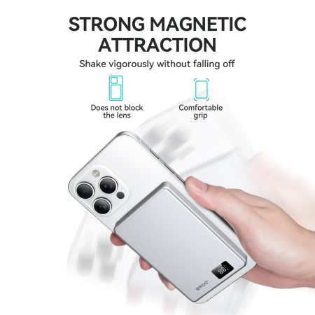 Baterie Externa ultra-slim aluminium magnetic BWOO P76 PD 20W 10.000 mAh with digital display and USB-C port black [5]