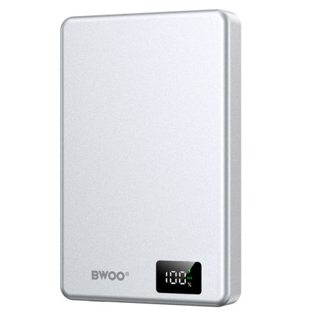 INCARCATOARE WIRELESS - Baterie Externa ultra-slim aluminium magnetic BWOO P76 PD 20W 10.000 mAh with digital display and USB-C port black