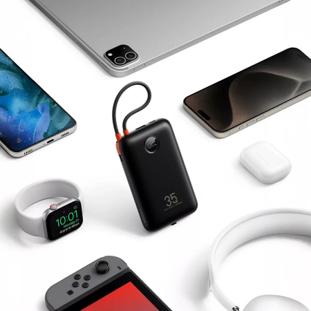 Baterie externă Veger K2 (W2068) PD QC3.0 35W 20000 mAh cu cabluri Type C încorporate / Negru lightning [3]