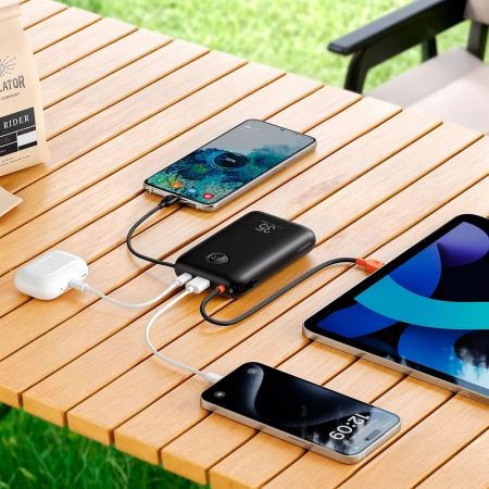 Baterie externă Veger K2 (W2068) PD QC3.0 35W 20000 mAh cu cabluri Type C încorporate / Negru lightning [4]