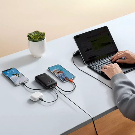 Baterie externă Veger K2 (W2068) PD QC3.0 35W 20000 mAh cu cabluri Type C încorporate / Negru lightning [6]
