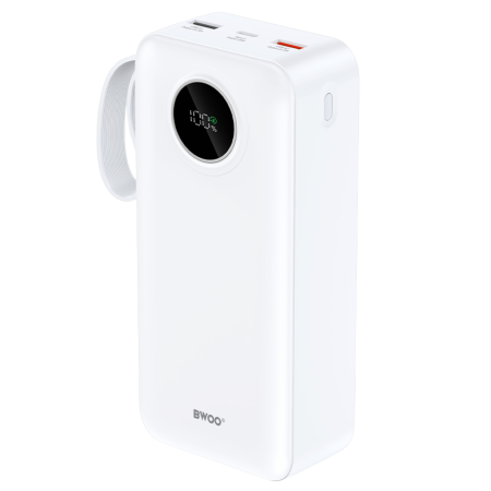 BATERII EXTERNE - BWOO 22,5W 30000 mAh power bank with LCD screen, white