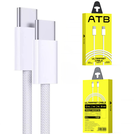 Cablu de încărcare rapidă ATB, Type-C la Type-C, 60W, 1.2m, Alb [6]