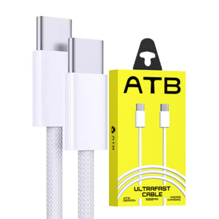 CABLURI TYPE C - Cablu de încărcare rapidă ATB, Type-C la Type-C, 60W, 1.2m, Alb