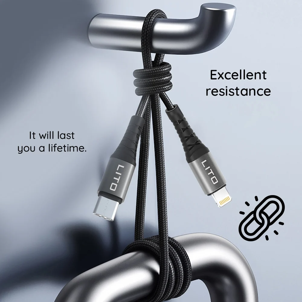 Cablu Type-C to Lightning, 27W, 2m - Lito (LD22CL) - Black [3]