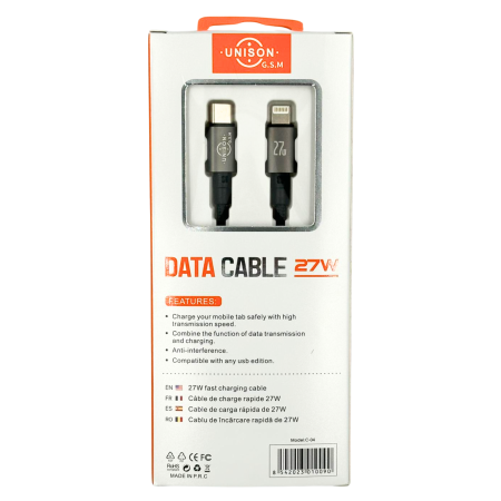 Cablu Type C to Litghtning, 27W Fast Charge, 1.2 m [3]