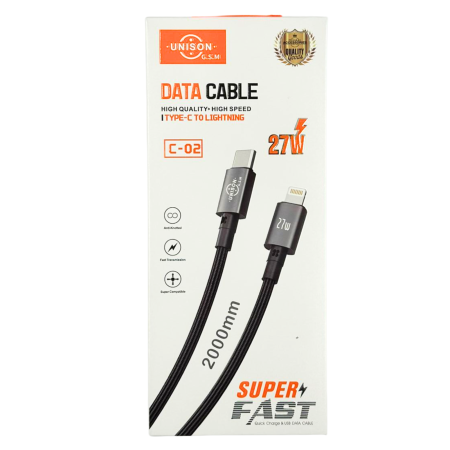 CABLURI LIGHTNING - Cablu Type C to Litghtning, 27W Fast Charge, 2 m