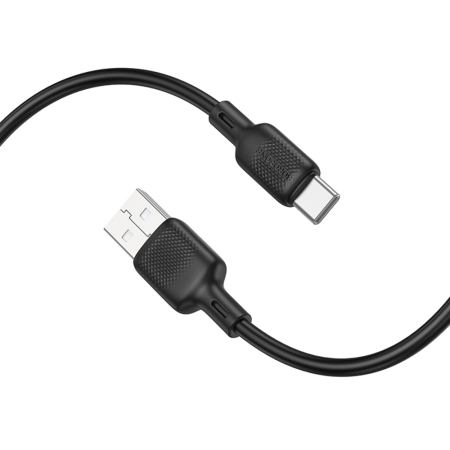 Cablu USB to Type-C, 3A, 27W, Borofone Lenny Series Silicone, 2m - Black [2]