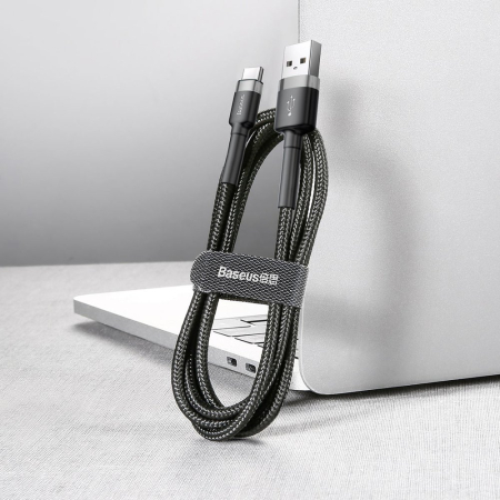 Cablu USB to Type-C, Baseus Cafule 2A, 3m - Gray Black [2]