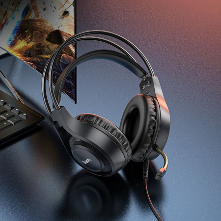Căști cu fir Jack 3,5 mm Hoco W106 negru [1]