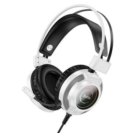 CASTI AUDIO - Căști cu fir USB A + Jack 3,5 mm Hoco gaming 2 m W110 albe