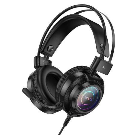 CASTI AUDIO - Căști cu fir USB A + Jack 3,5 mm Hoco gaming 2 m W110 negre