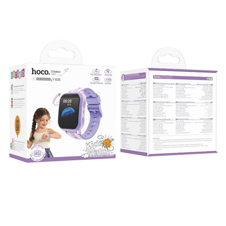 Ceas inteligent pentru copii 1,69" 4G GPS cu funcție de apel Hoco Y108 Purple [4]