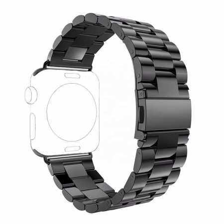 Curea din Metal Inoxidabil pentru Apple Watch 1 / 2 / 3 / 4 / 5 / 6 / 7 / 8 / SE / SE 2 / Ultra / Ultra 2 (42mm / 44 mm / 45 mm / 49  mm) - Black [2]