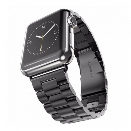 Curea din Metal Inoxidabil pentru Apple Watch 1 / 2 / 3 / 4 / 5 / 6 / 7 / 8 / SE / SE 2 (38mm / 40 mm / 41 mm ) - Black [1]
