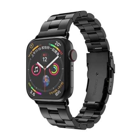 CURELE APPLE WATCH - Curea din Metal Inoxidabil pentru Apple Watch 1 / 2 / 3 / 4 / 5 / 6 / 7 / 8 / SE / SE 2 / Ultra / Ultra 2 (42mm / 44 mm / 45 mm / 49  mm) - Black