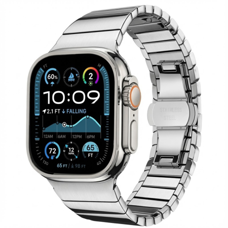 Curele pentru AppleWatch 42/44/45/46/49mm - Curea din Metal Inoxidabil pentru Apple Watch 42/ 44/ 45/ 46/ 49mm - Silver